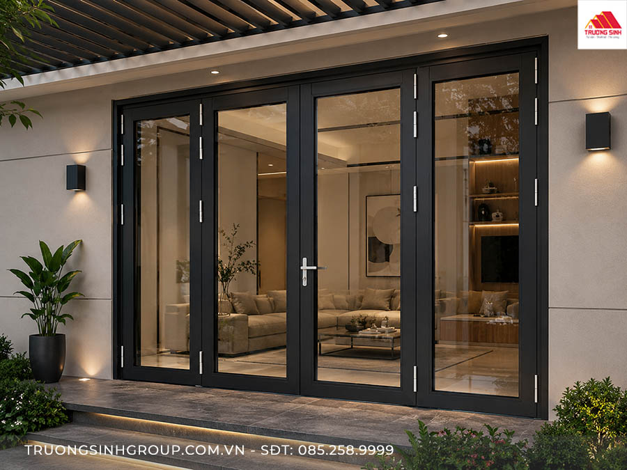 Mẫu cửa nhôm kính Xingfa màu đen tuyệt đẹp